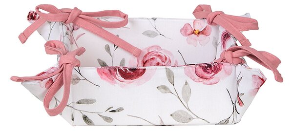 Bavlnený košík na pečivo s ružami Rustic Rose - 35*35*8 cm - Clayre & Eef