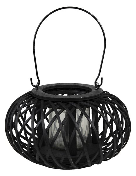 Čierny drevený závesný lampáš Bamboo - Ø 23*12 cm - Clayre & Eef