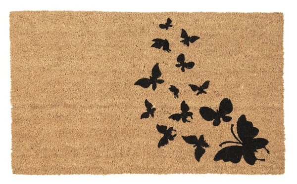 Clayre & Eef Kokosová rohožka s motýlikmi - 75*45*1 cm