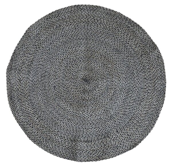 Prírodne - čierny okrúhly jutový koberec Bruno - Ø 120 cm - Chic Antique