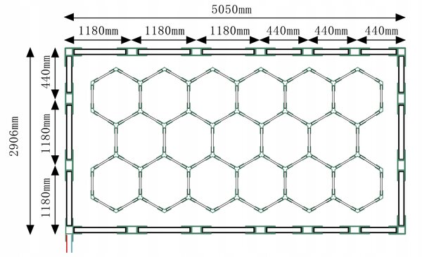 BERGE LED stropné svietidlo Hexagon IP44 - 750W - 110 lm/W - 290 x 505cm - studená biela
