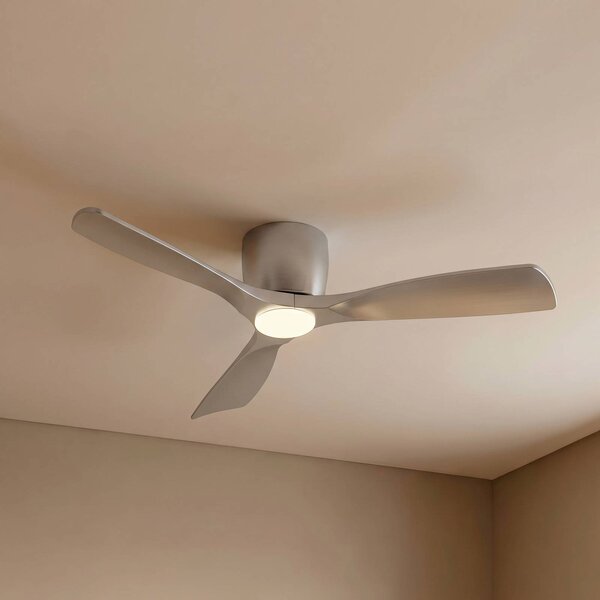 Lucande Smart LED stropný ventilátor Moneno, strieborný, DC, Tuya, Chrómová / strieborná, Obývacia izba / jedáleň, kov, Moderný
