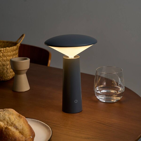 Pauleen LED stolová lampa na batérie ADORABLE SPARK, sivá, 21 cm, IP44, Hliník / sivá / zinok, Obývacia izba / jedáleň, Plast, Štýl mladých, Stojacie svietidlo