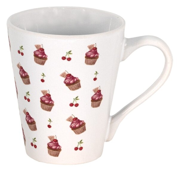 Keramický hrnček s tortičkami Cherry Cupcake - Ø 9*10 cm / 300 ml - Clayre & Eef