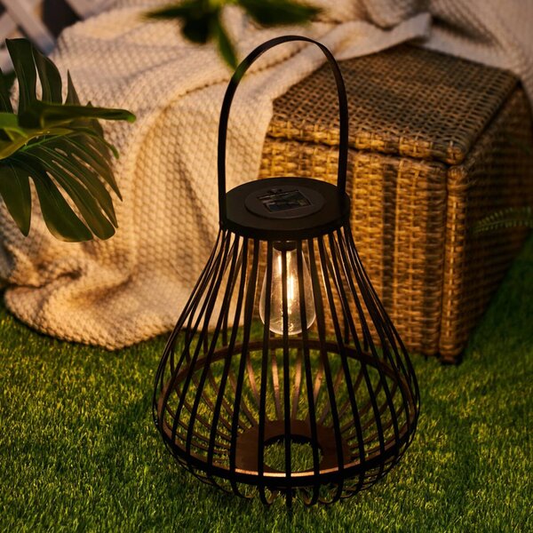 Solárna stolná lampa Pauleen LED SUNSHINE SPARK, čierna, 34 cm, IP44, Čierna, Bambus, Štýl mladých, Lampáš