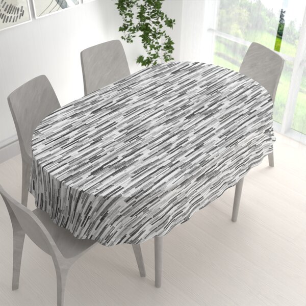 Biante Dekoračný oválny obrus Leona LN-175 Sivo-čierne pásiky 60x100 cm