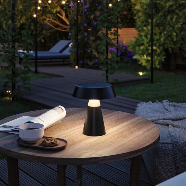Stolová LED lampa Paulmann Lirox s akumulátorom, čierna/béžová, 20 cm, IP44, Čierna, Obývacia izba / jedáleň, kov, Moderný, Stojacie svietidlo