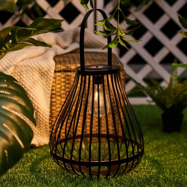 Solárna stolná lampa Pauleen LED SUNSHINE SPARK, čierna, 34 cm, IP44, Čierna, Bambus, Štýl mladých, Lampáš