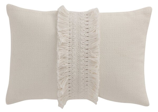 Krémový bavlnený vankúš so strapcami Fransen white off - 42*5*31cm - J-Line by Jolipa
