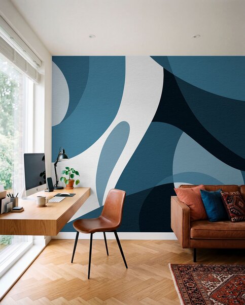 Tapety Krivky v sýtej modrej, Fototapety abstraktné, w04843v1 : Uwalls.sk