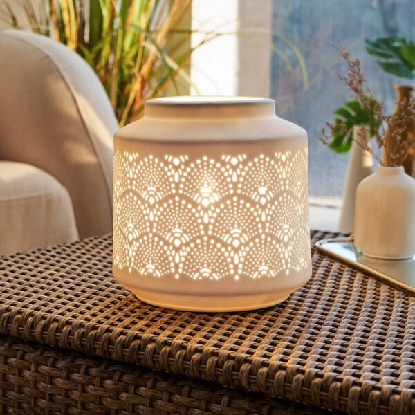 Stolová lampa Pauleen PRETTY SUNKISS, biela, výška 18 cm, porcelán, Biela / opálová, Obývacia izba / jedáleň, Keramický, Štýl mladých, Stojacie svietidlo