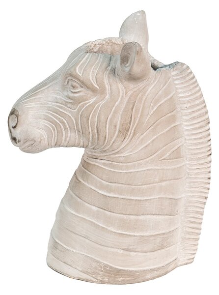 Šedý cementový kvetináč v dizajne hlavy zebry - 21*13*26 cm - Clayre & Eef