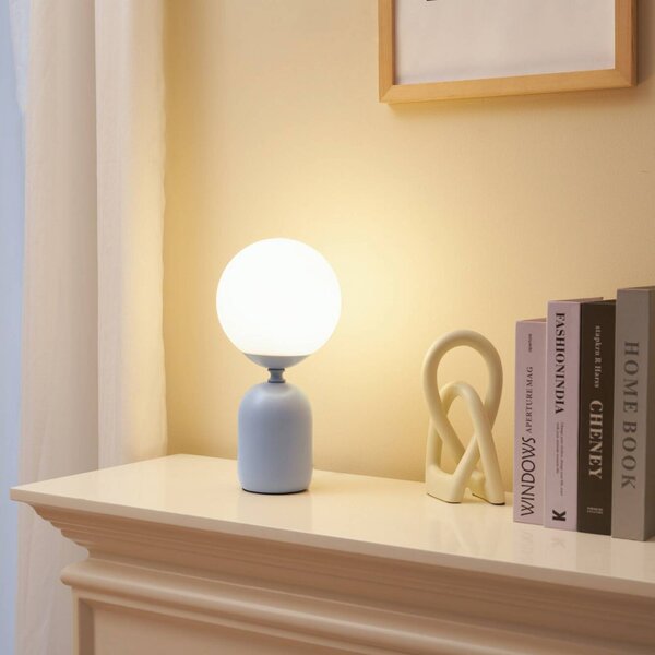 Pauleen Stolová lampa GLOWING CHARM, modrá, výška 30 cm, Hliník / sivá / zinok, Obývacia izba / jedáleň, Sklo, Štýl mladých, Stojacie svietidlo