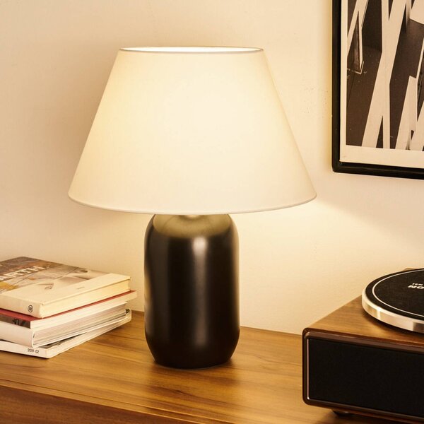 Pauleen Stolová lampa MYSTIC SHINE, biela/čierna, výška 45 cm, Biela / opálová, Obývacia izba / jedáleň, Textil / látka / hodváb, Štýl mladých, Stojacie svietidlo