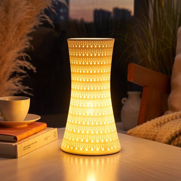 Stolová lampa Pauleen DREAMY SUNKISS, biela, výška 29 cm, porcelán, Biela / opálová, Obývacia izba / jedáleň, Keramický, Štýl mladých, Stojacie svietidlo