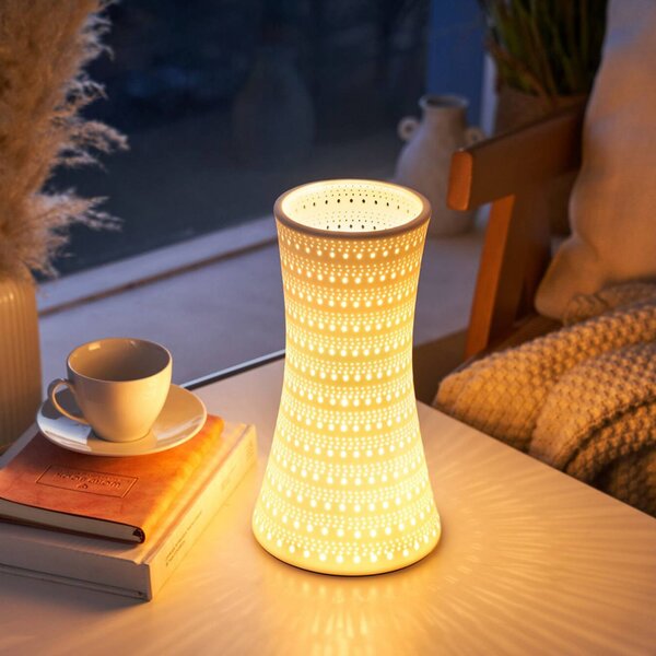 Stolová lampa Pauleen DREAMY SUNKISS, biela, výška 29 cm, porcelán, Biela / opálová, Obývacia izba / jedáleň, Keramický, Štýl mladých, Stojacie svietidlo