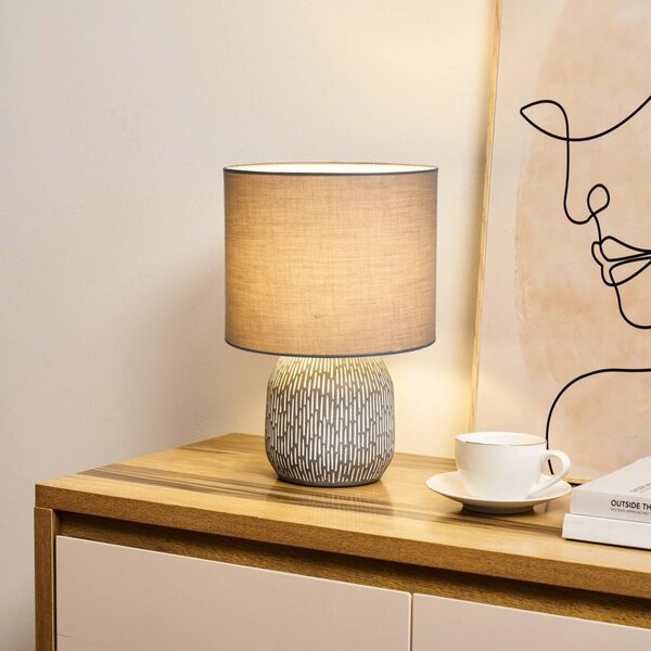 Pauleen Stolová lampa PLAYFUL GLIMMER, béžová, výška 35 cm, Hnedá / hrdzavá, Obývacia izba / jedáleň, Textil / látka / hodváb, Štýl mladých, Stojacie svietidlo