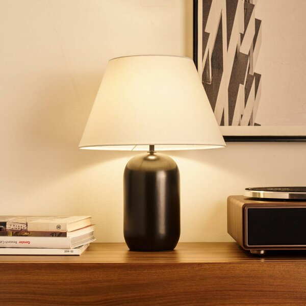 Pauleen Stolová lampa MYSTIC SHINE, biela/čierna, výška 45 cm, Biela / opálová, Obývacia izba / jedáleň, Textil / látka / hodváb, Štýl mladých, Stojacie svietidlo