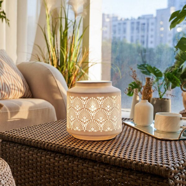 Stolová lampa Pauleen PRETTY SUNKISS, biela, výška 18 cm, porcelán, Biela / opálová, Obývacia izba / jedáleň, Keramický, Štýl mladých, Stojacie svietidlo