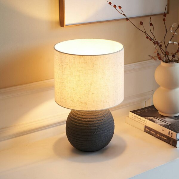 Stolová lampa Pauleen PURE BEAUTY, biela/antracitová, výška 36 cm, Biela / opálová, Obývacia izba / jedáleň, Textil / látka / hodváb, Štýl mladých, Stojacie svietidlo