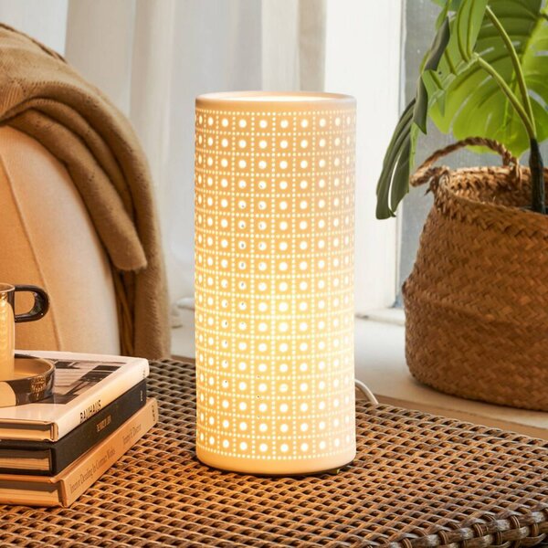 Stolová lampa Pauleen PURE SUNKISS, biela, výška 27 cm, porcelán, Biela / opálová, Obývacia izba / jedáleň, Keramický, Štýl mladých, Stojacie svietidlo