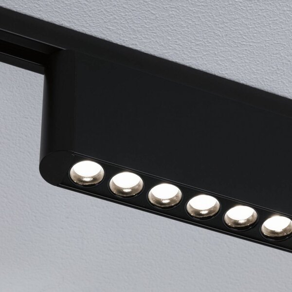 Paulmann LED lištová lampa URail Zelos, čierna, 4 000 K, 37 cm, Čierna, Obývacia izba / jedáleň, Hliník, Moderný, Koľajnicový systém