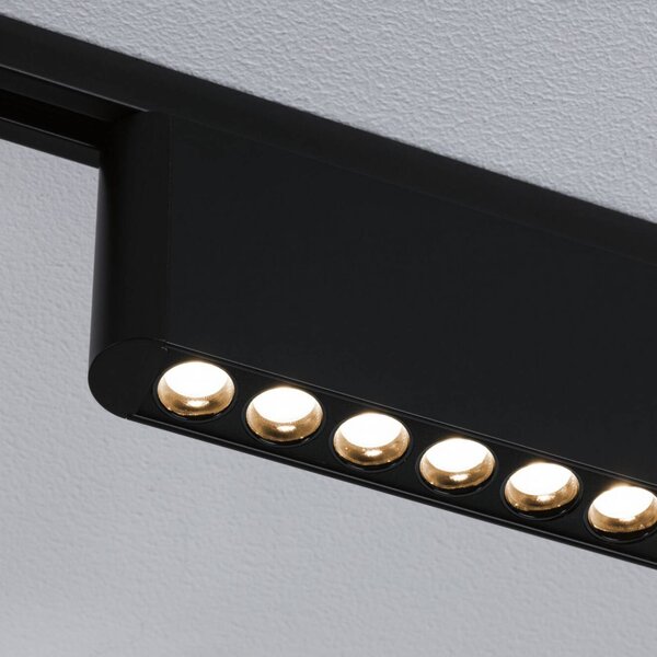 Paulmann LED lištová lampa URail Zelos, čierna, 3 000 K, 37 cm, Čierna, Obývacia izba / jedáleň, Hliník, Moderný, Koľajnicový systém