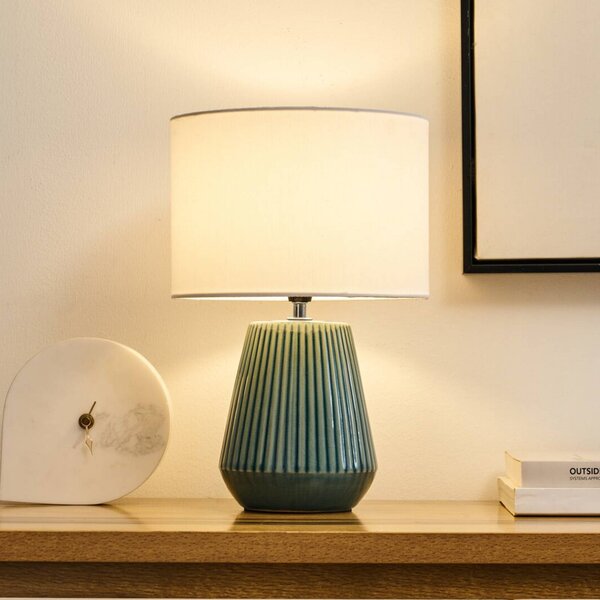 Stolová lampa Pauleen LOVE IT CLASSY, biela/zelená, výška 36 cm, Biela / opálová, Obývacia izba / jedáleň, Textil / látka / hodváb, Štýl mladých, Stojacie svietidlo