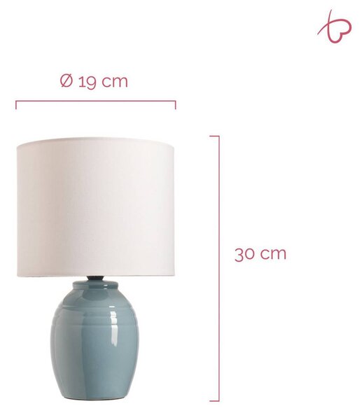 Stolová lampa Pauleen SEA RHYTHM, biela/modrá, výška 30 cm, keramika, Biela / opálová, Obývacia izba / jedáleň, Keramický, Štýl mladých, Stojacie svietidlo