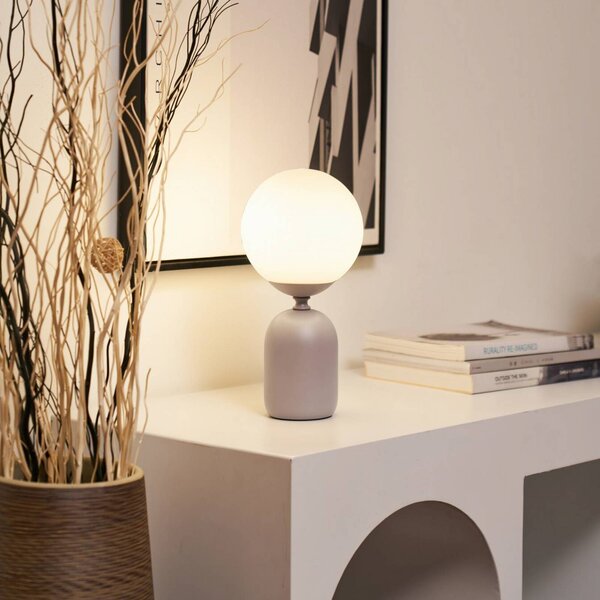 Stolová lampa Pauleen GLOWING CHARM, sivá, 30 cm, keramika/sklo, Hliník / sivá / zinok, Obývacia izba / jedáleň, Sklo, Štýl mladých, Stojacie svietidlo
