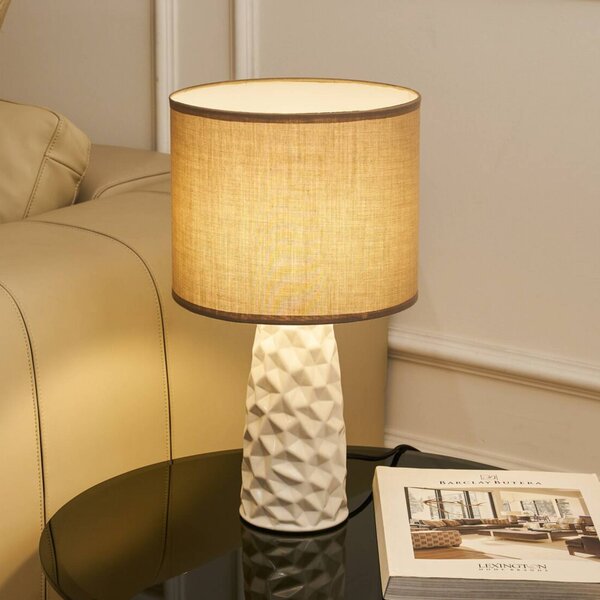 Stolová lampa Pauleen FANCY SCULPT, taupe/béžová, výška 41 cm, Krémová / jantárovo žltá, Obývacia izba / jedáleň, Textil / látka / hodváb, Štýl mladých, Stojacie svietidlo