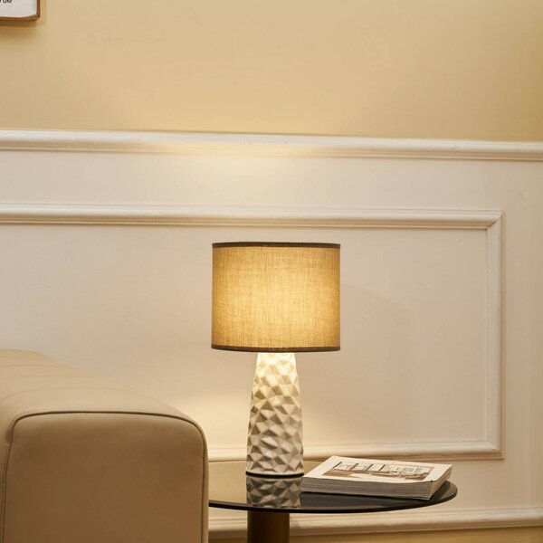 Stolová lampa Pauleen FANCY SCULPT, taupe/béžová, výška 41 cm, Krémová / jantárovo žltá, Obývacia izba / jedáleň, Textil / látka / hodváb, Štýl mladých, Stojacie svietidlo