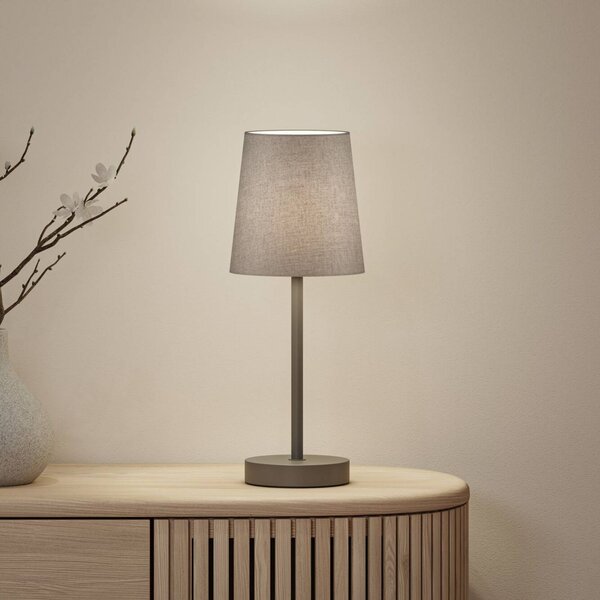 Stolová lampa Paulmann Stellan II, sivá, výška 40 cm, textil, Hliník / sivá / zinok, Obývacia izba / jedáleň, Textil / látka / hodváb, Stojacie svietidlo