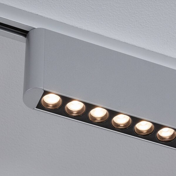 Paulmann LED lištová lampa URail Zelos, chróm, 3 000 K, 37 cm, Hliník / sivá / zinok, Obývacia izba / jedáleň, Hliník, Moderný, Koľajnicový systém