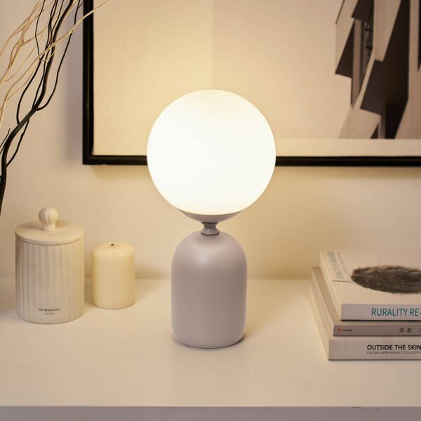 Stolová lampa Pauleen GLOWING CHARM, sivá, 30 cm, keramika/sklo, Hliník / sivá / zinok, Obývacia izba / jedáleň, Sklo, Štýl mladých, Stojacie svietidlo