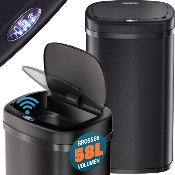 Bezdotykový Jumbo odpadkový kôš 58l čierna USB kábel zdarma