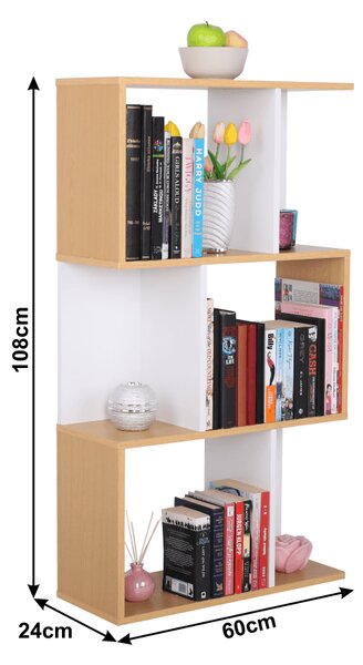 KONDELA Regál, borovica/biela, ERDEM NEW TYP 1