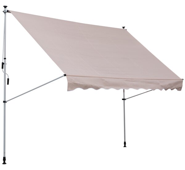 OUTSUNNY Výškovo nastaviteľná prenosná markíza vhodná na balkón 200 x 150 cm krémová