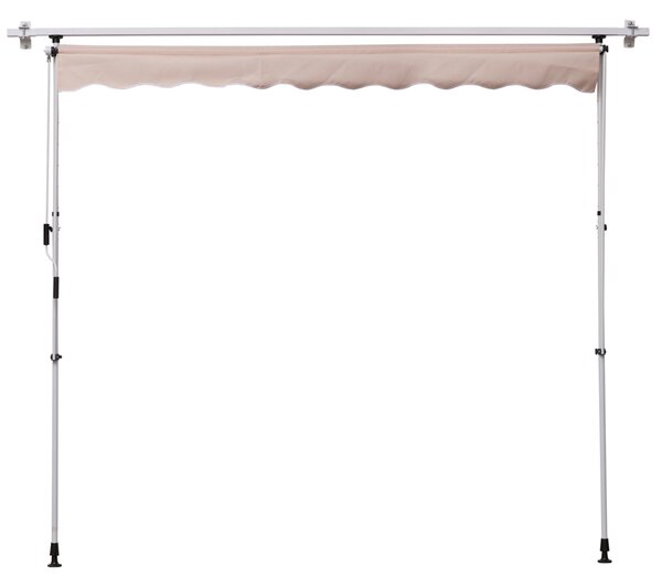 OUTSUNNY Výškovo nastaviteľná prenosná markíza vhodná na balkón 200 x 150 cm krémová