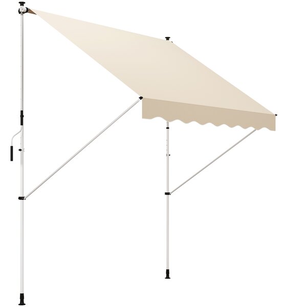 OUTSUNNY Výškovo nastaviteľná prenosná markíza vhodná na balkón 300 x 150 cm krémová