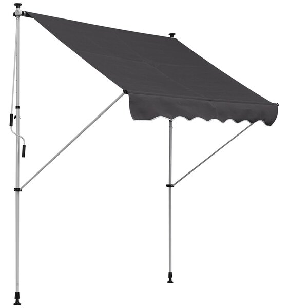 OUTSUNNY Výškovo nastaviteľná prenosná markíza vhodná na balkón 200 x 150 cm sivá
