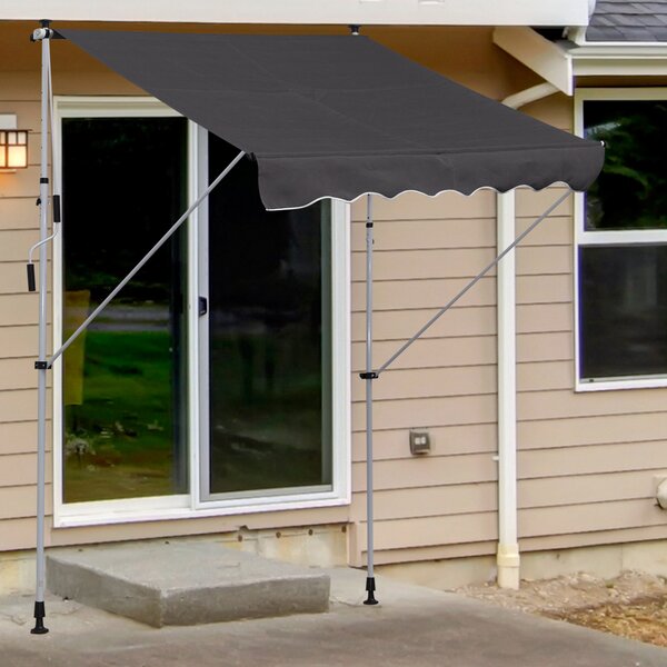 OUTSUNNY Výškovo nastaviteľná prenosná markíza vhodná na balkón 200 x 150 cm sivá