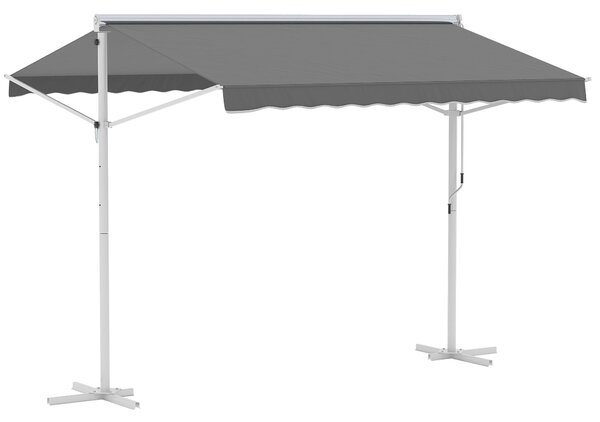 OUTSUNNY Voľne stojaca výsuvná markíza s držadlom 300 x 295 cm sivá
