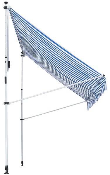 OUTSUNNY Výškovo nastaviteľná prenosná markíza vhodná na balkón 300 x 150 cm modro-biela