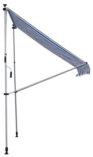 OUTSUNNY Výškovo nastaviteľná prenosná markíza vhodná na balkón 200 x 150 cm modrá a biela