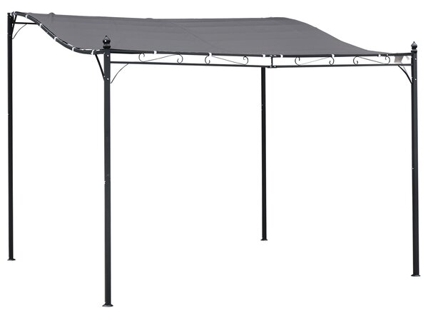 OUTSUNNY Samostatne stojaca kovová pergola s plátennou strechou 297 x 297 cm sivá