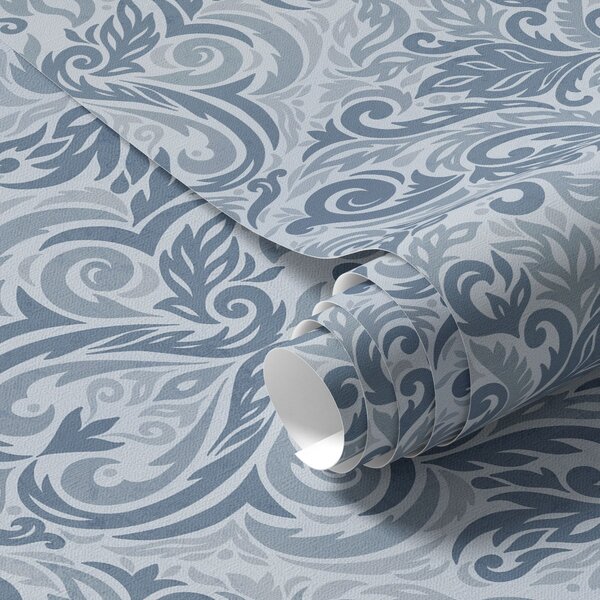Tapety Modrý akantový damask, Tapety ázijský štýl, a00826 : Uwalls.sk