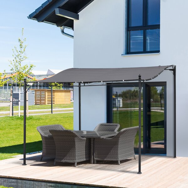 OUTSUNNY Samostatne stojaca kovová pergola s plátennou strechou 297 x 297 cm sivá