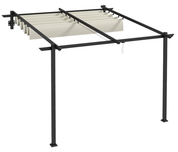 OUTSUNNY Kovová stenová pergola s plátennou strechou 300 x 300 cm krémová