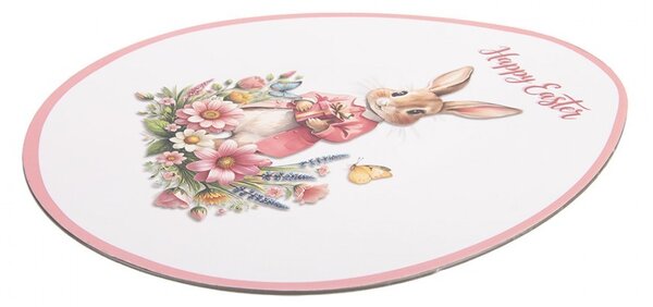 Dekoračný plastový veľkonočný tanier v tvare vajíčka Happy Easter - 35*29*1 cm - Clayre & Eef